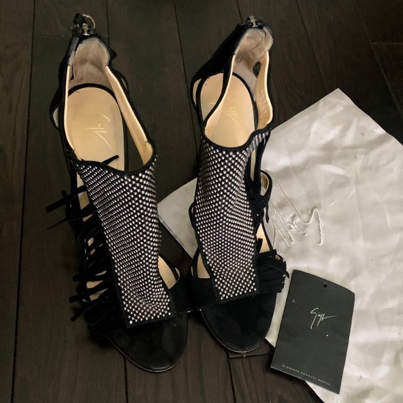 Giuseppe Zanotti Alamaba Black Suede Heels - Picture 1 of 6